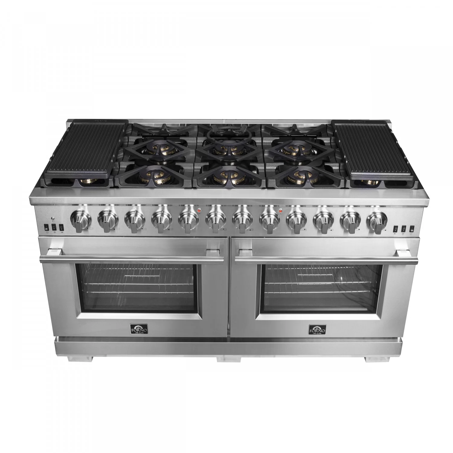 Forno Capriasca 60" Stainless Steel Freestanding Double Oven Gas Range (8.64 Cu. Ft.) - FFSGS6260-60 - Image 3