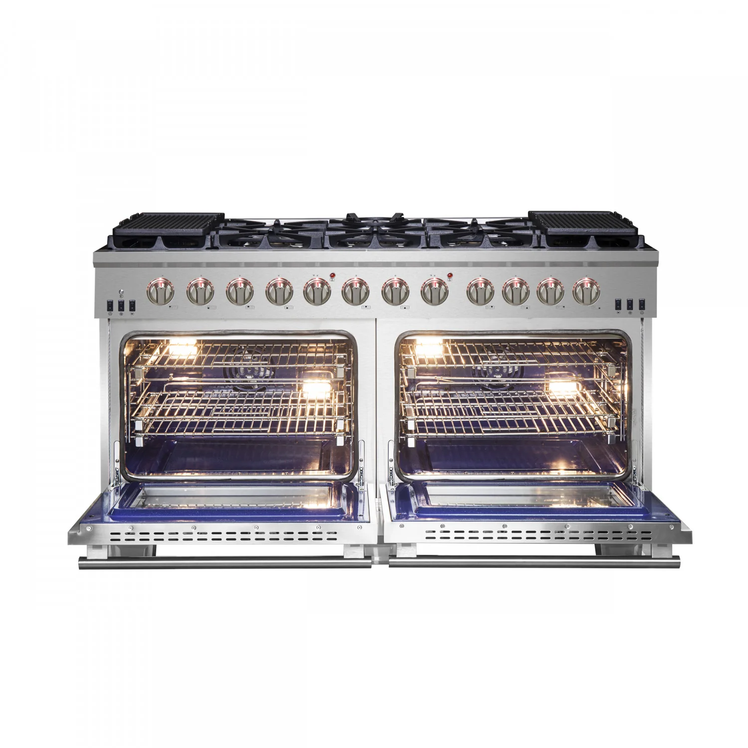 Forno Capriasca 60" Stainless Steel Freestanding Double Oven Gas Range (8.64 Cu. Ft.) - FFSGS6260-60 - Image 4