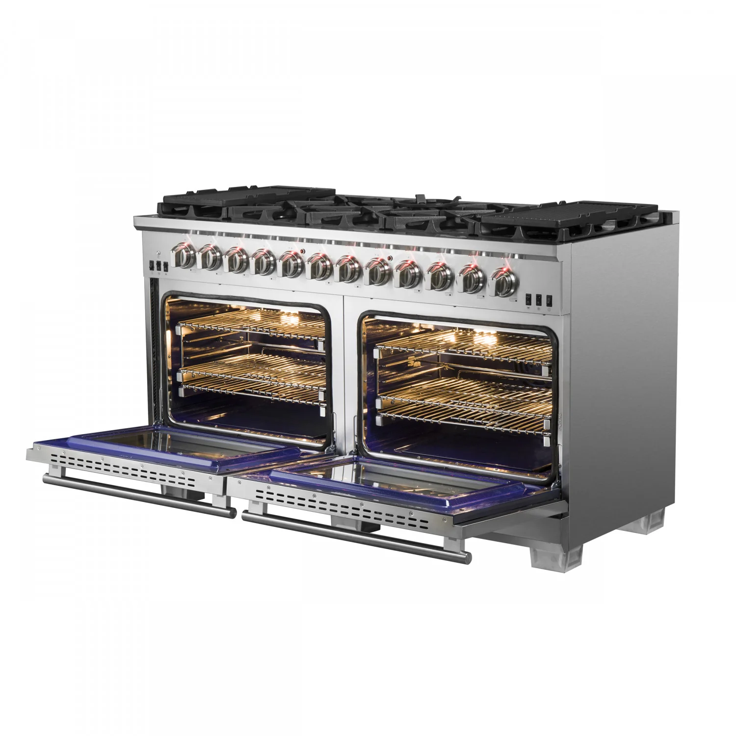 Forno Capriasca 60" Stainless Steel Freestanding Double Oven Gas Range (8.64 Cu. Ft.) - FFSGS6260-60 - Image 5