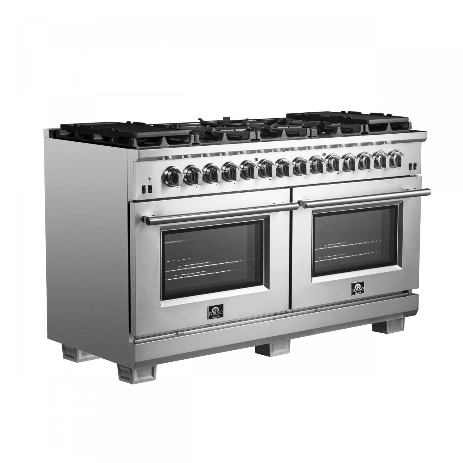 Forno Capriasca 60" Stainless Steel Dual Fuel Double Oven Range with True Convection And Air Fry (8.54 Cu. Ft.) -  FFSGS6187-60 - Image 2