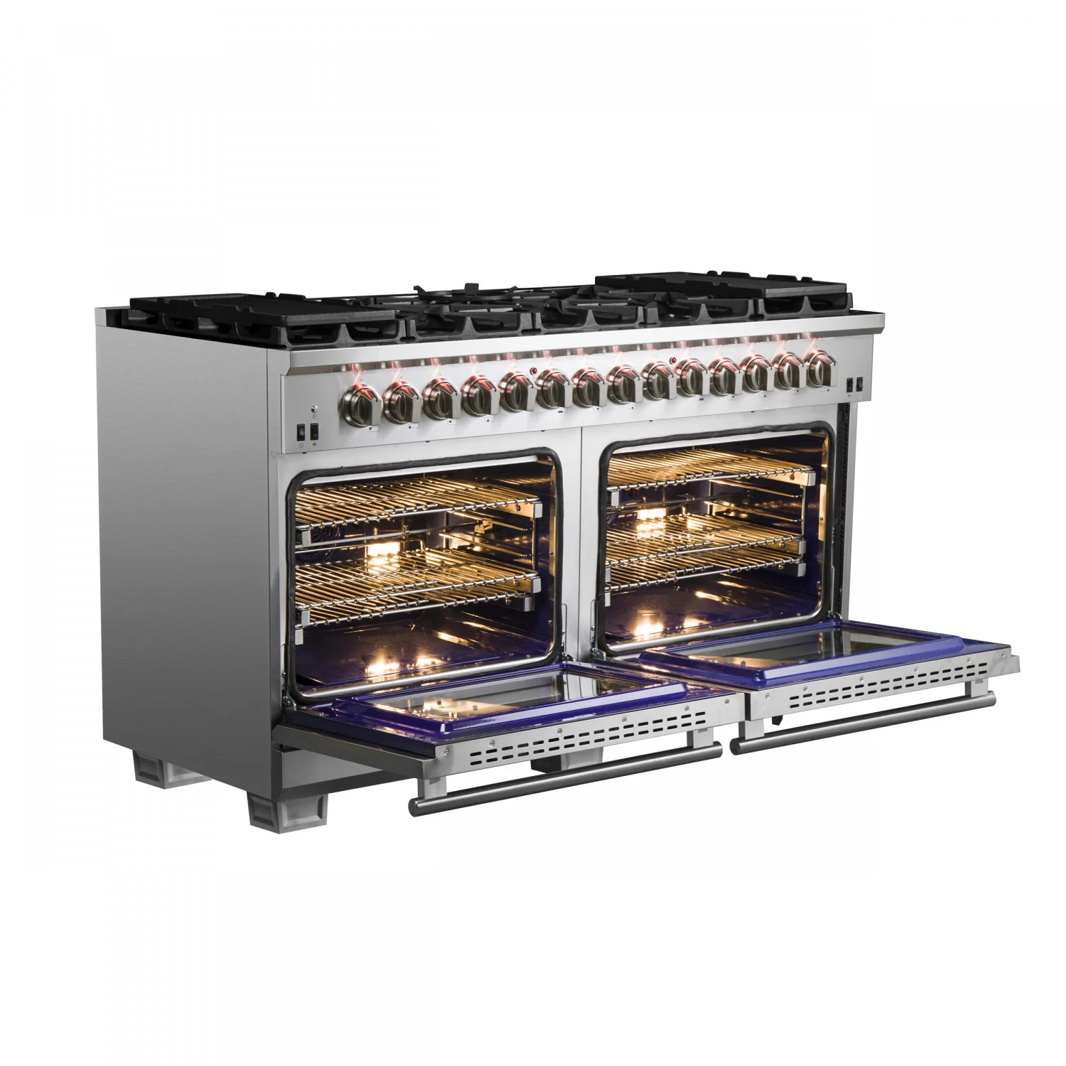 Forno Capriasca 60" Stainless Steel Dual Fuel Double Oven Range with True Convection And Air Fry (8.54 Cu. Ft.) -  FFSGS6187-60 - Image 5