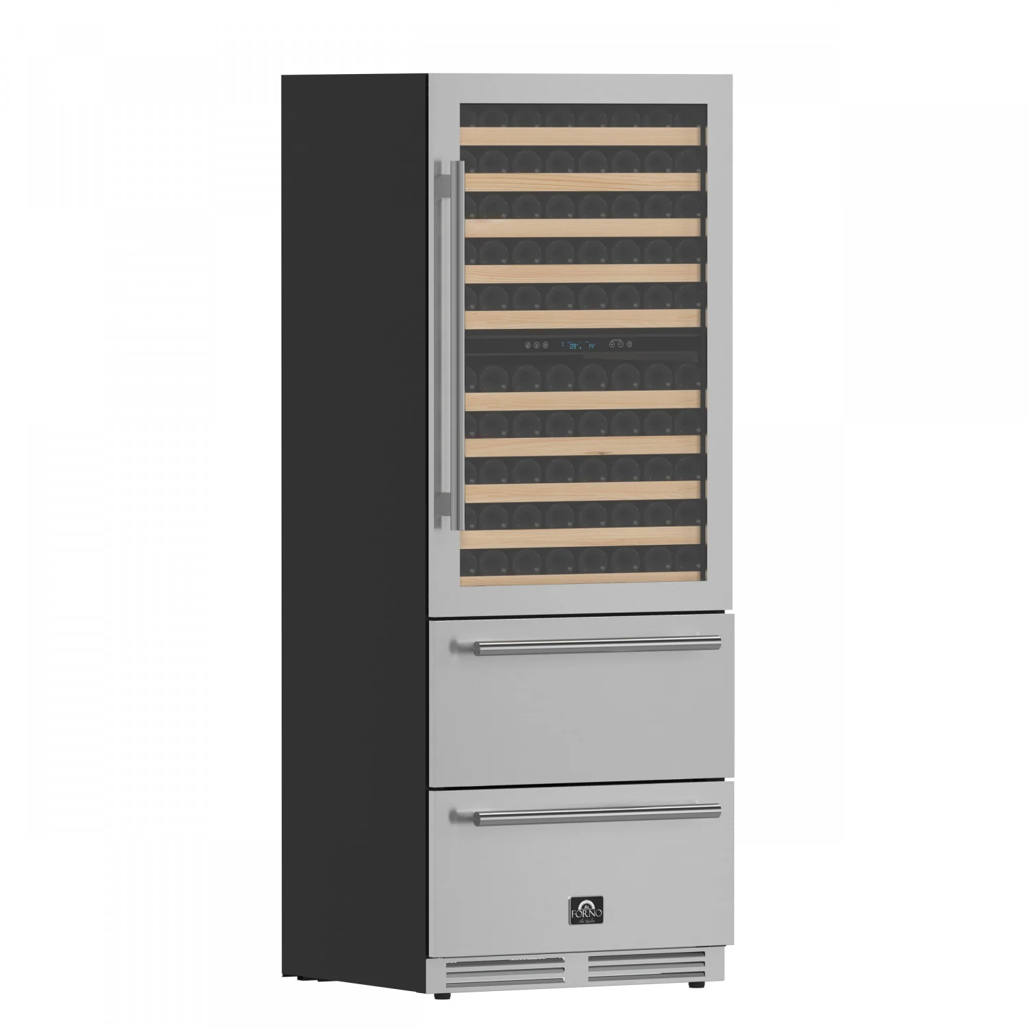 Forno Celano 30" 21.3 Cu.Ft. Stainless Steel 150 Bottle Dual Zone Wine Cellar with Two Beverage Drawers - FWCDR6697-30S - Image 3