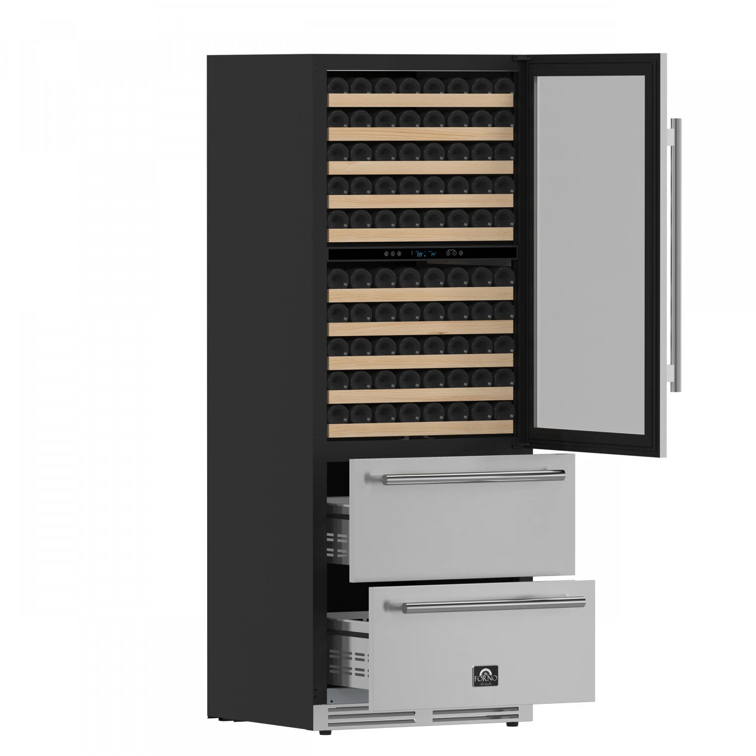 Forno Celano 30" 21.3 Cu.Ft. Stainless Steel 150 Bottle Dual Zone Wine Cellar with Two Beverage Drawers - FWCDR6697-30S - Image 4