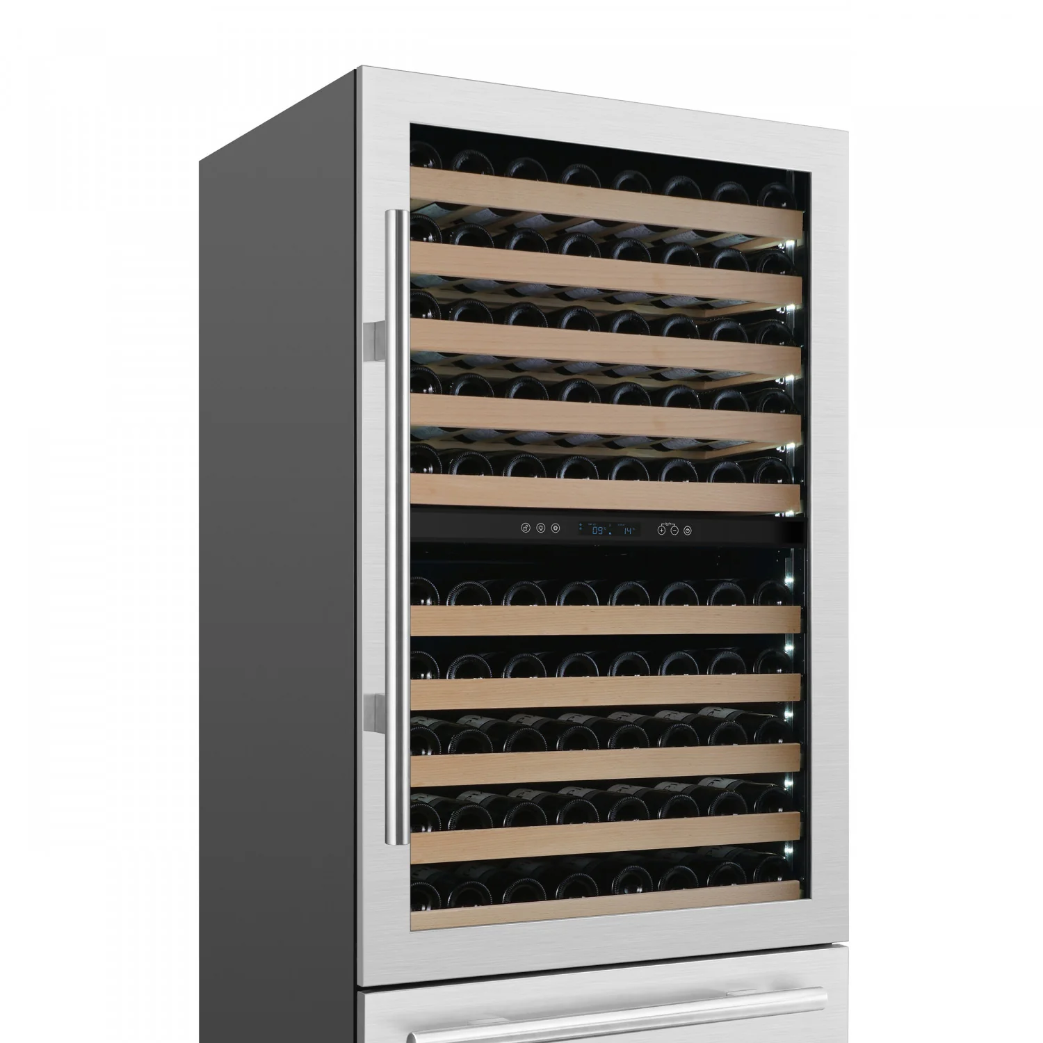 Forno Celano 30" 21.3 Cu.Ft. Stainless Steel 150 Bottle Dual Zone Wine Cellar with Two Beverage Drawers - FWCDR6697-30S - Image 8