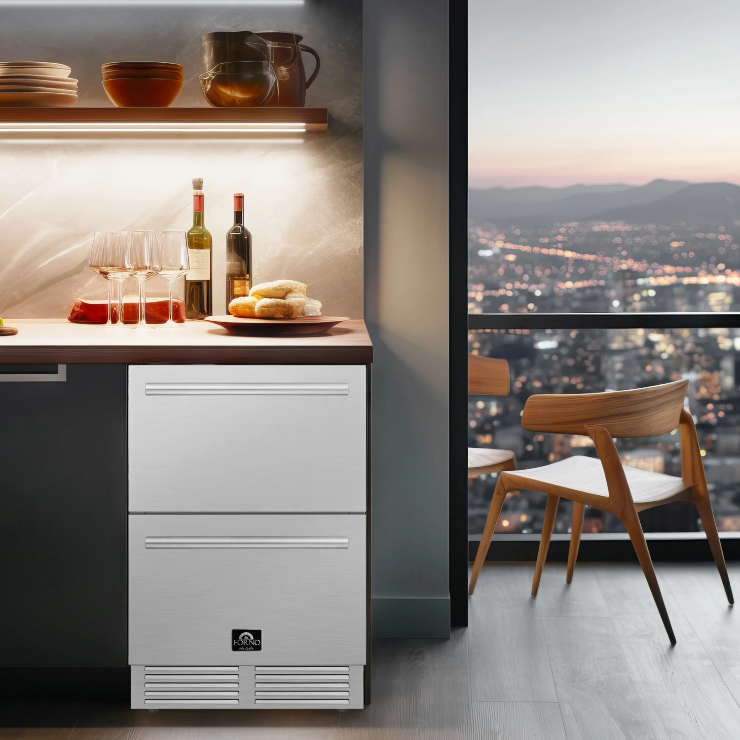 Forno Como 24" 4.87 Cu.Ft. Stainless Steel Undercounter Indoor/Outdoor Drawer Refrigerator - FDROD1611-24S - Image 10