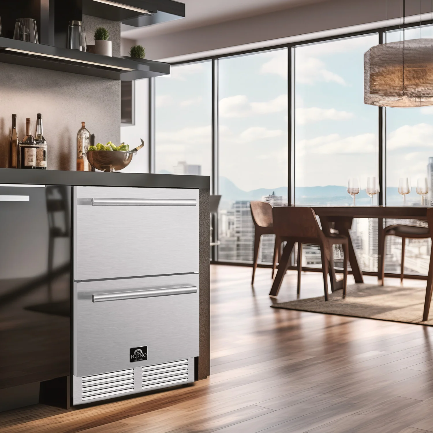 Forno Cosenza Stainless Steel 24" Built-in Undercounter Indoor/Outdoor Drawer Freezer with Ice Maker (4.69 Cu. Ft.) - FDRBI1838-24S - Image 7