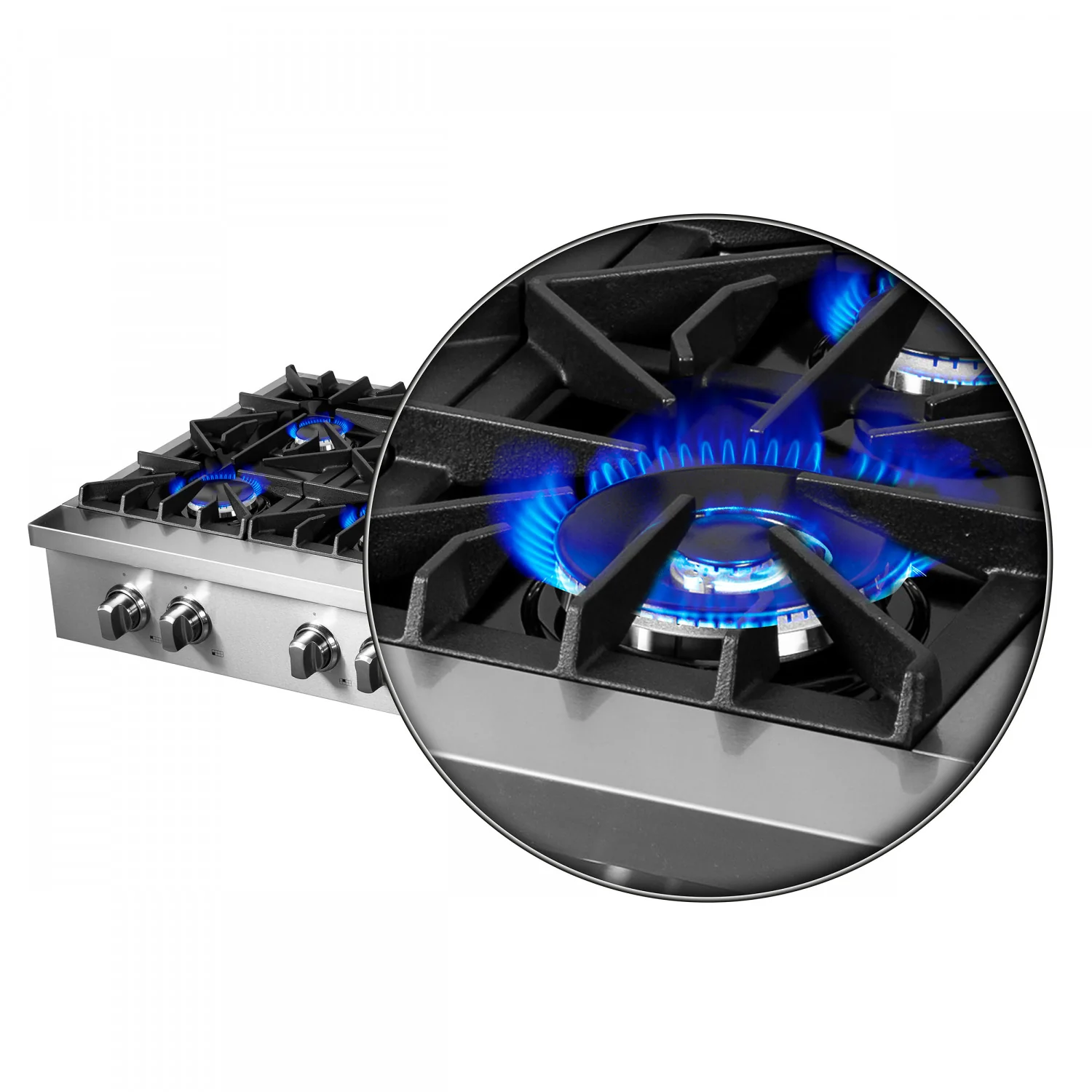 Forno Cossato Stainless Steel 48" Pro-style Gas Cooktop - FCTGS5737-48 - Image 5