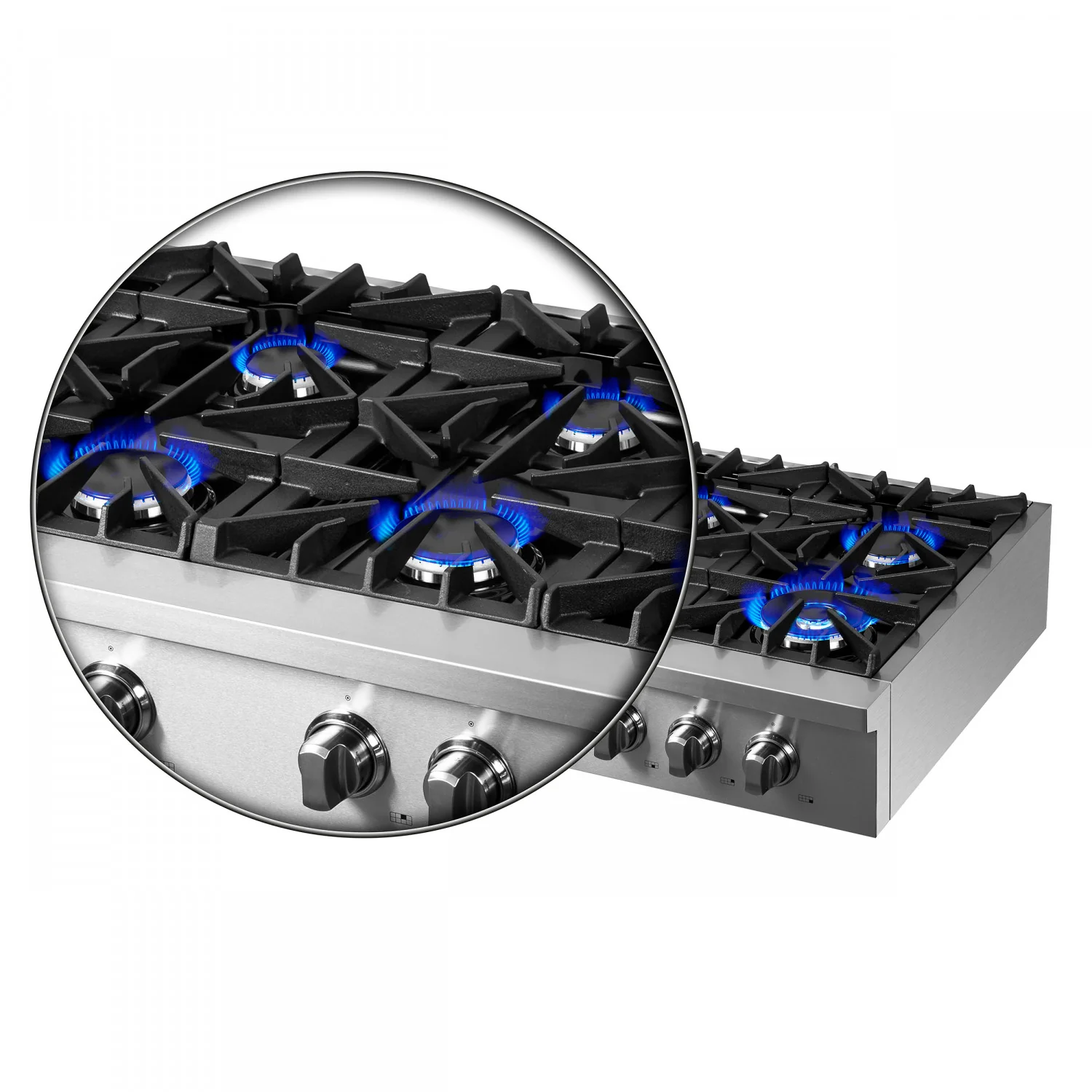 Forno Cossato Stainless Steel 48" Pro-style Gas Cooktop - FCTGS5737-48 - Image 7