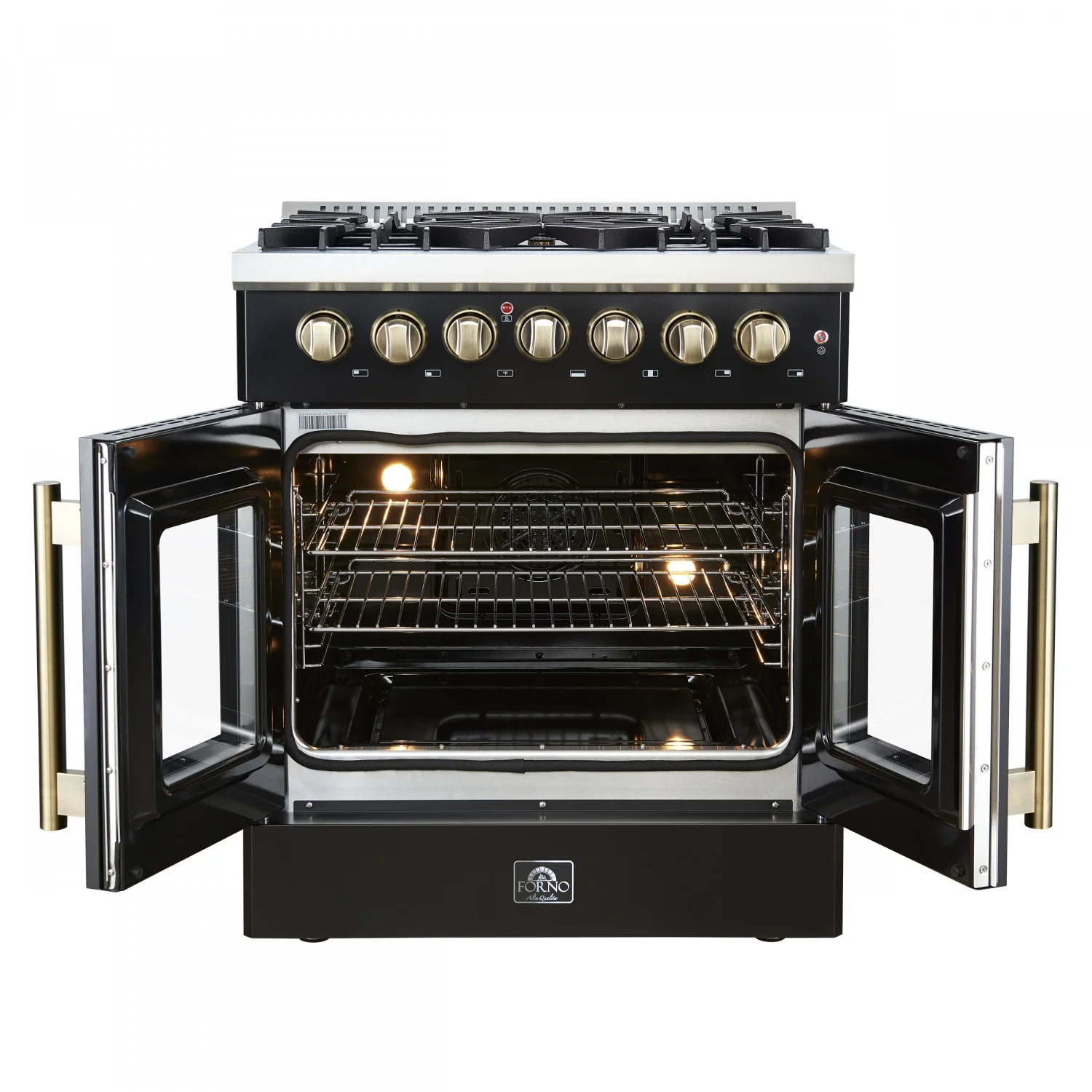 Forno Galiano 30" Black French Door Dual Fuel Range with True Convection (4.32 Cu. Ft.) - FFSGS6356-30BLK - Image 4