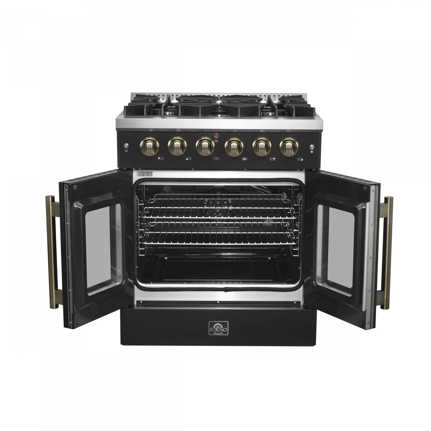Forno Galiano 30" Black French Door Freestanding Gas Range (4.32 Cu. Ft.) - FFSGS6444-30BLK - Image 5