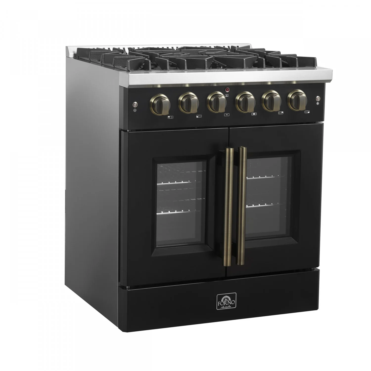 Forno Galiano 30" Black French Door Freestanding Gas Range (4.32 Cu. Ft.) - FFSGS6444-30BLK - Image 6