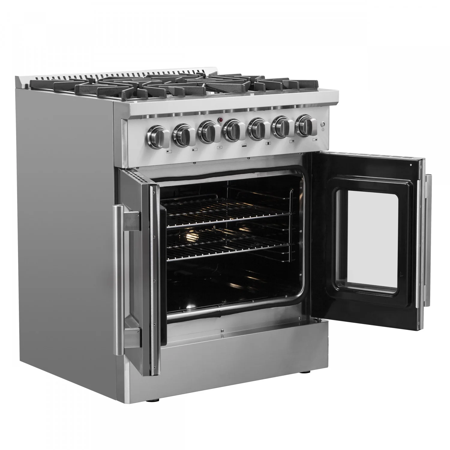 Forno Galiano 30" Stainless Steel French Door Dual Fuel Range with True Convection (4.32 Cu. Ft.) - FFSGS6356-30 - Image 5