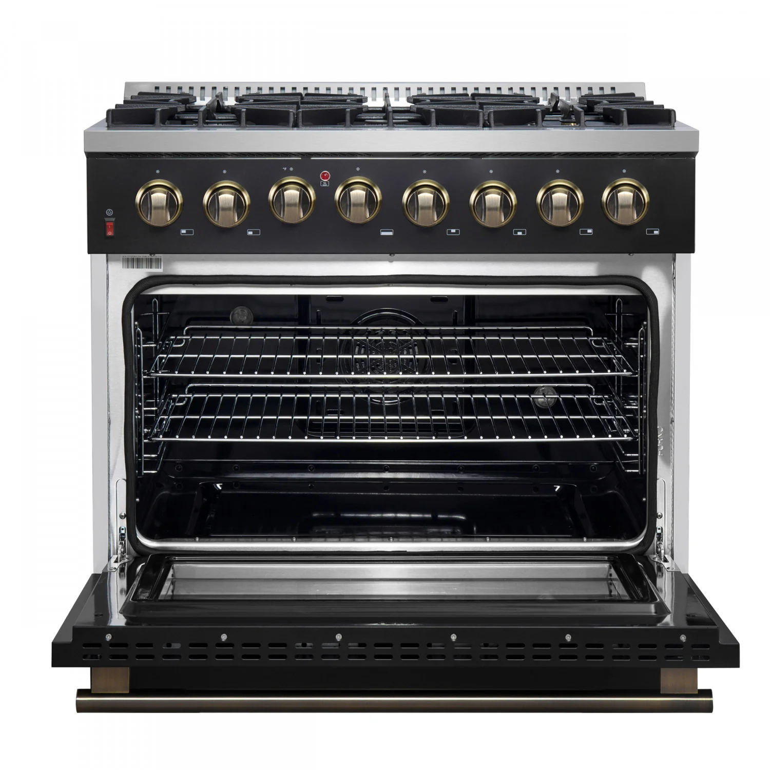 Forno Galiano 36" Black Dual Fuel Range with True Convection (5.36 Cu. Ft.) - FFSGS6156-36BLK - Image 2