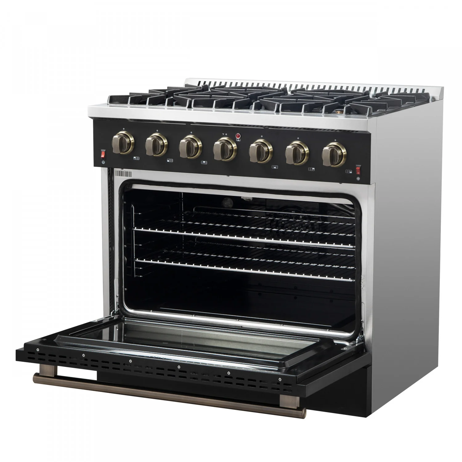 Forno Galiano 36" Black Freestanding Gas Range (5.36 Cu. Ft.) - FFSGS6244-36BLK - Image 14