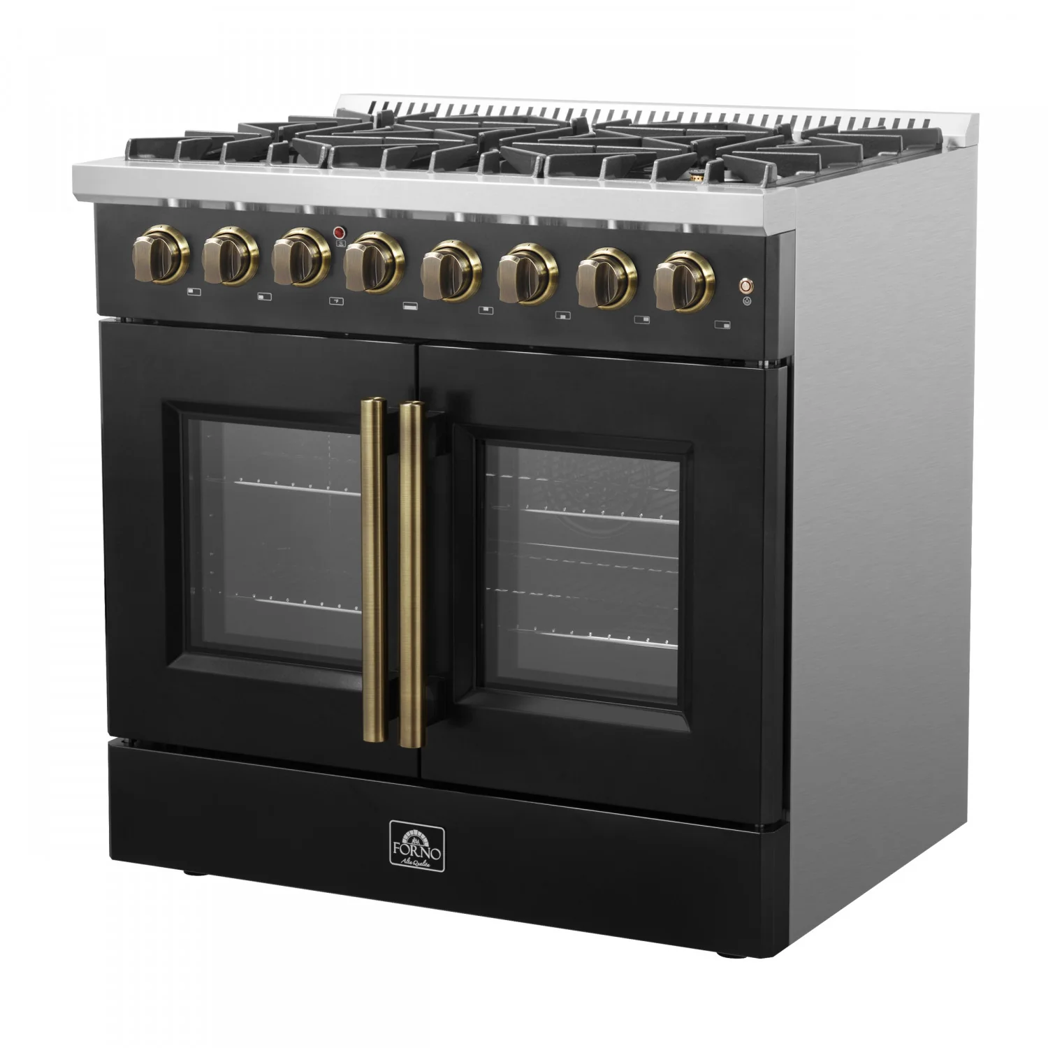 Forno Galiano 36" Black French Door Dual Fuel Range with True Convection (5.36 Cu. Ft.) - FFSGS6356-36BLK - Image 16