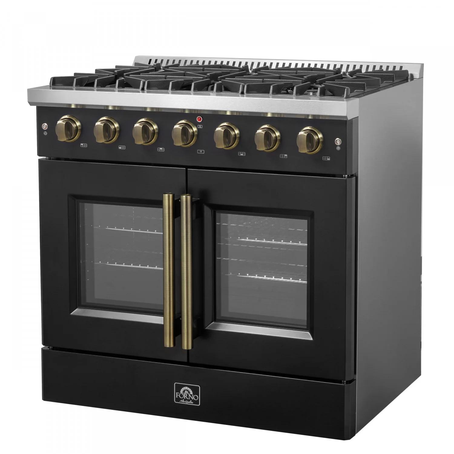 Forno Galiano 36" Black French Door Freestanding Gas Range (5.36 Cu. Ft.) - FFSGS6444-36BLK - Image 12