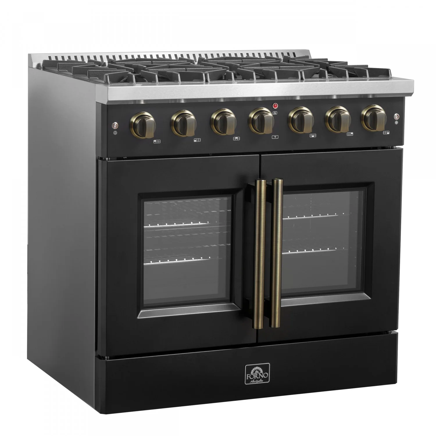 Forno Galiano 36" Black French Door Freestanding Gas Range (5.36 Cu. Ft.) - FFSGS6444-36BLK - Image 7