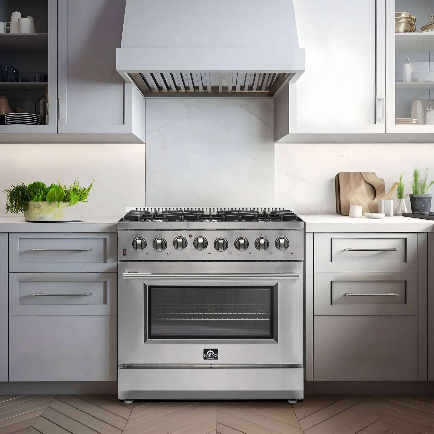 Forno Galiano 36" Stainless Steel Dual Fuel Range with True Convection (5.36 Cu. Ft.) - FFSGS6156-36 - Image 6