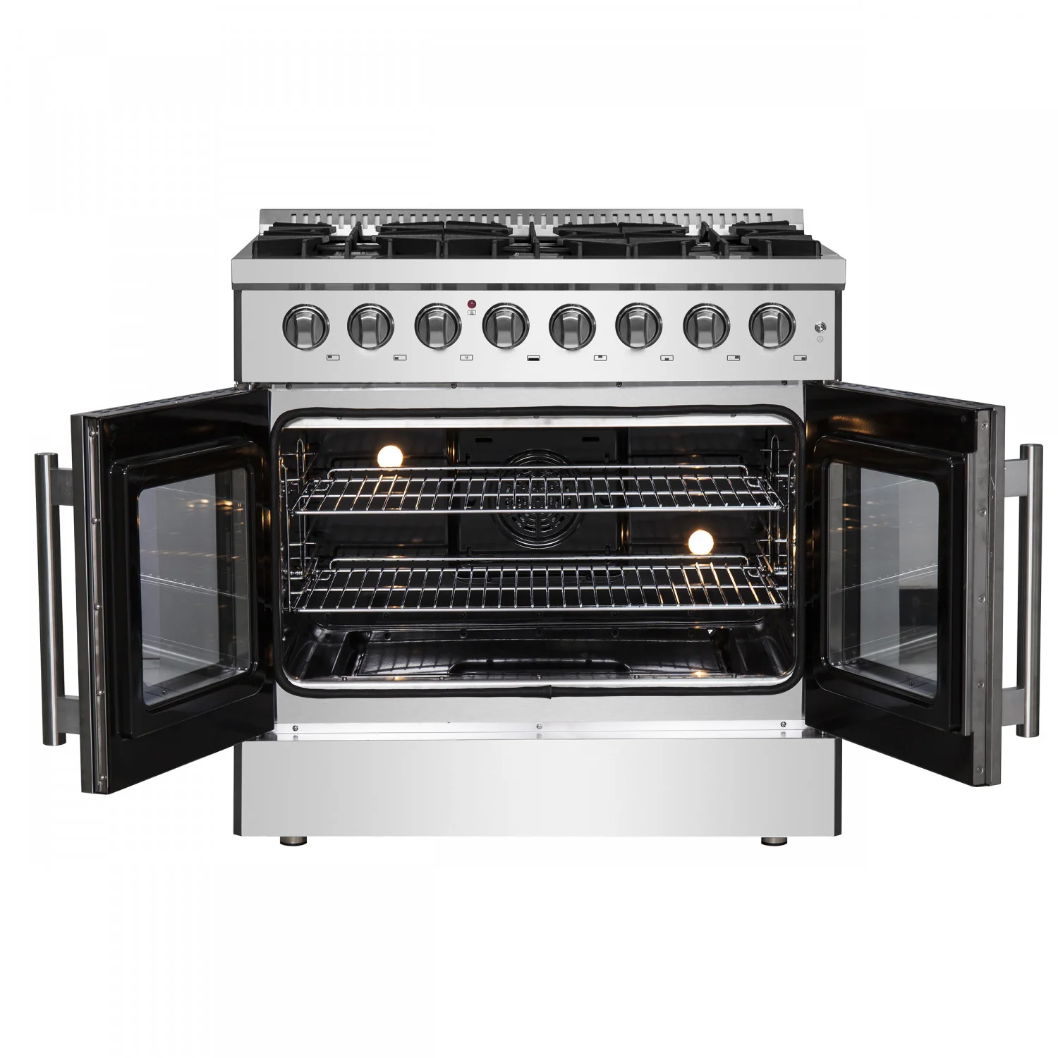 Forno Galiano 36" Stainless Steel French Door Dual Fuel Range with True Convection (5.36 Cu. Ft.) - FFSGS6356-36 - Image 13