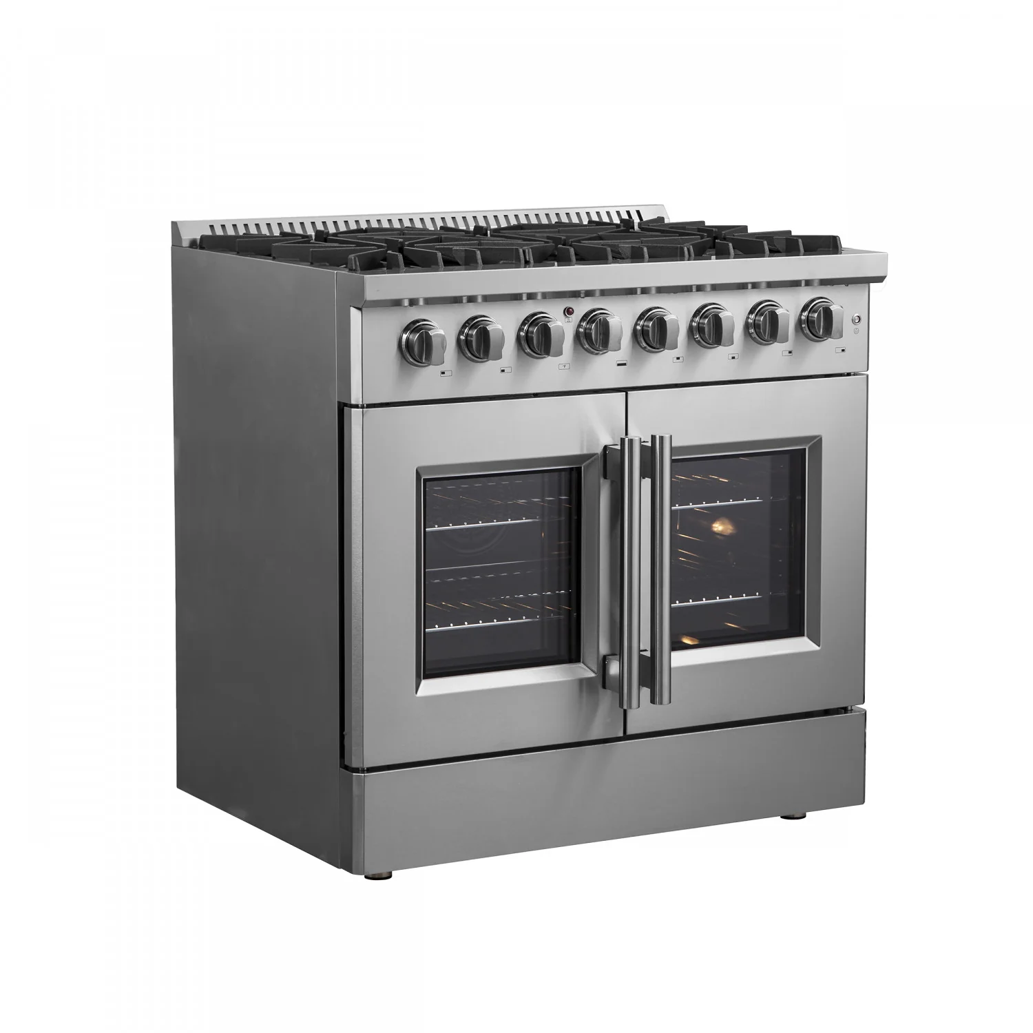 Forno Galiano 36" Stainless Steel French Door Dual Fuel Range with True Convection (5.36 Cu. Ft.) - FFSGS6356-36 - Image 2