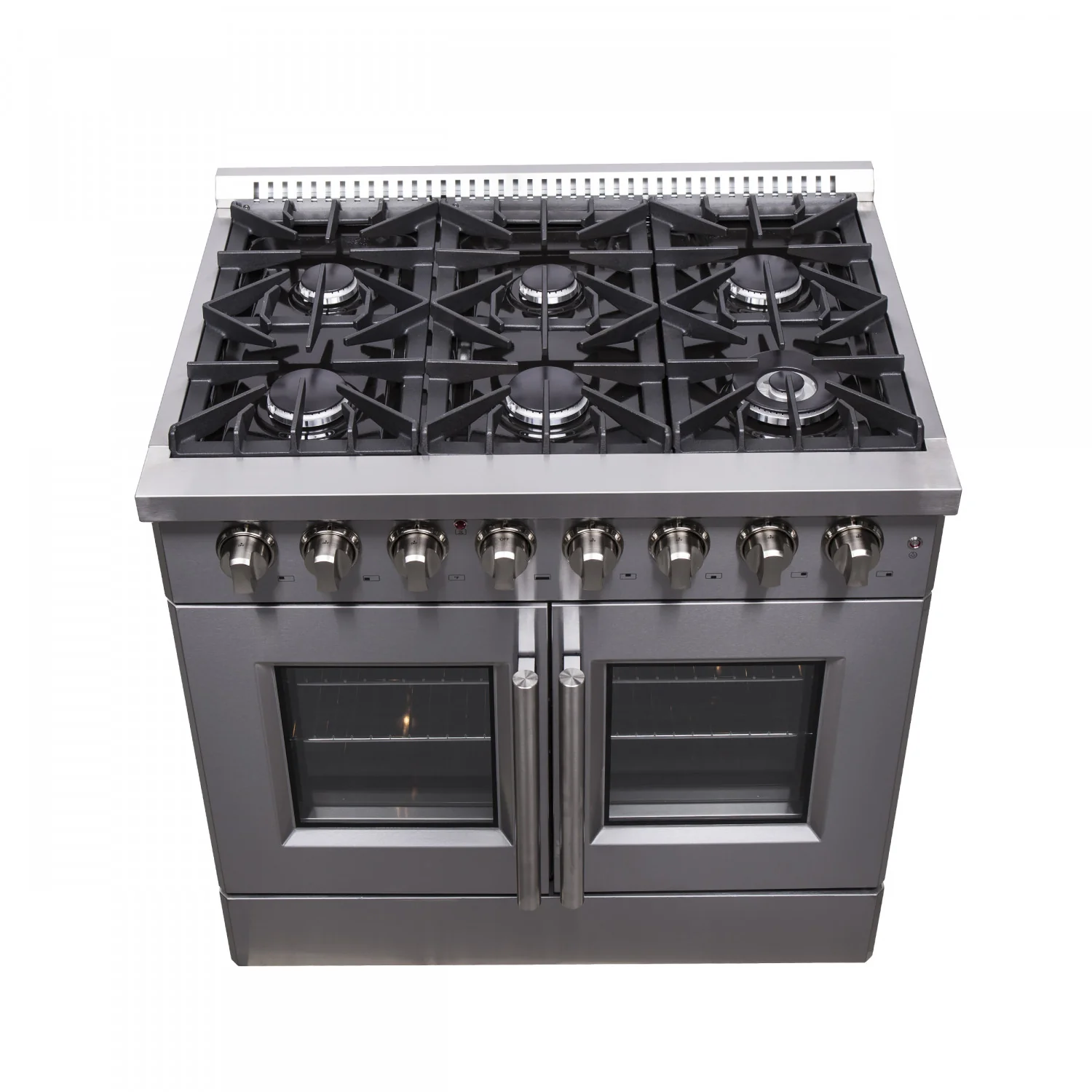 Forno Galiano 36" Stainless Steel French Door Dual Fuel Range with True Convection (5.36 Cu. Ft.) - FFSGS6356-36 - Image 4