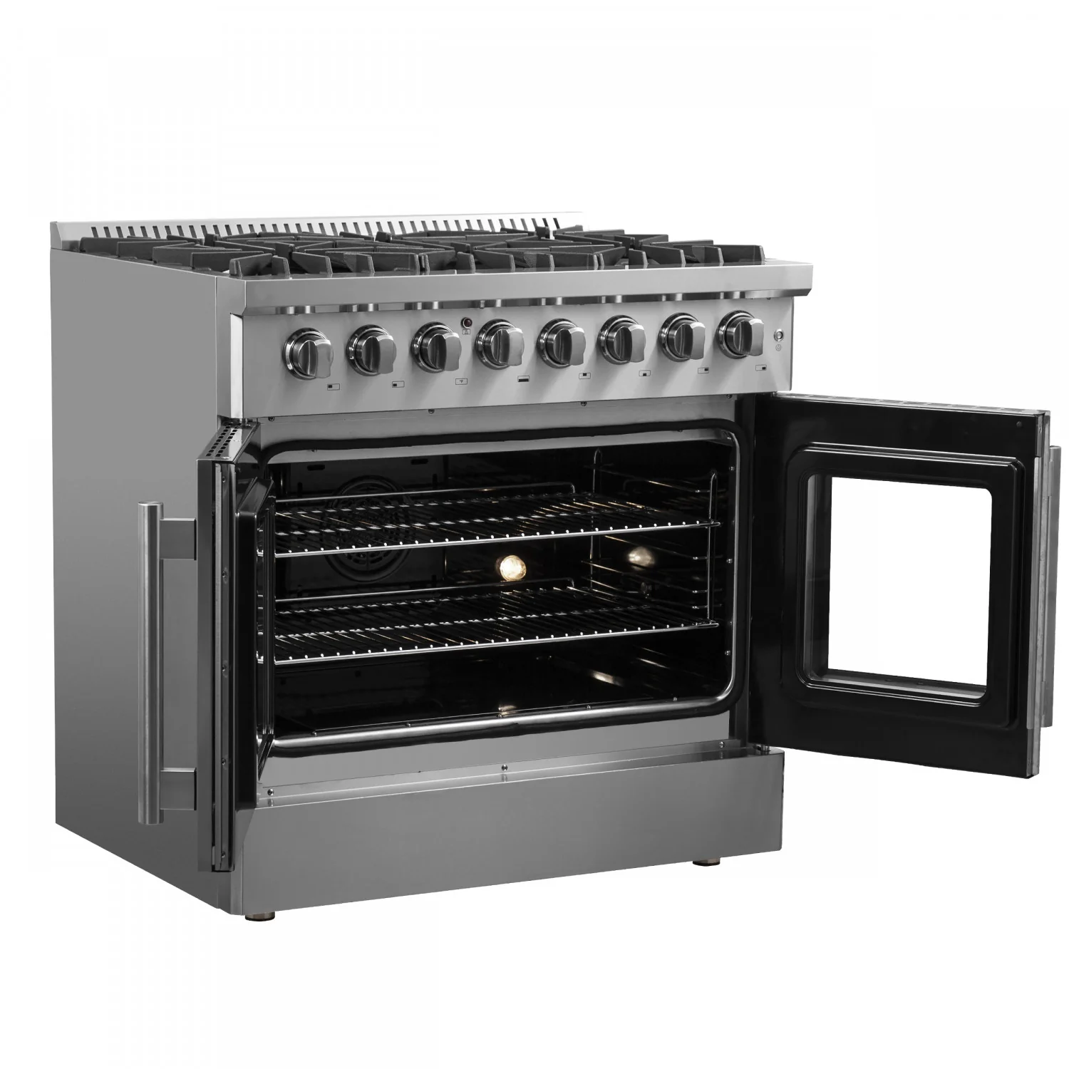 Forno Galiano 36" Stainless Steel French Door Dual Fuel Range with True Convection (5.36 Cu. Ft.) - FFSGS6356-36 - Image 7