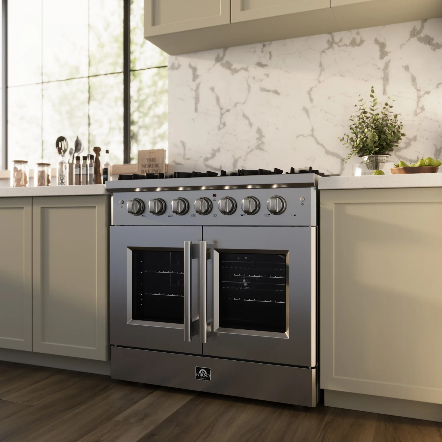 Forno Galiano 36" Stainless Steel French Door Freestanding Gas Range (5.36 Cu. Ft.) - FFSGS6444-36 - Image 11