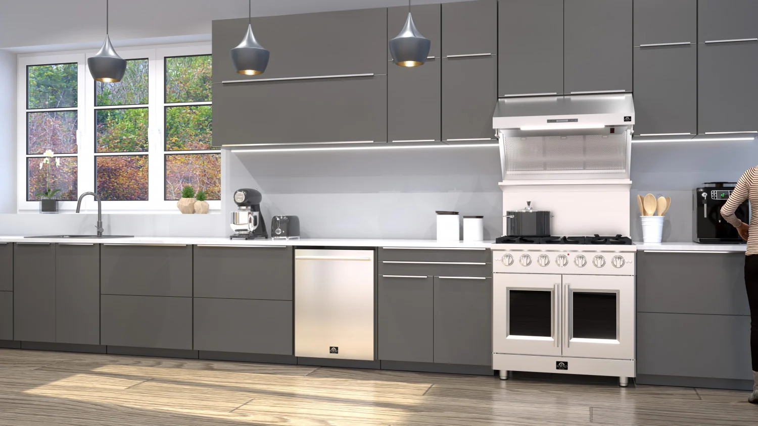 Forno Galiano 36" Stainless Steel French Door Freestanding Gas Range (5.36 Cu. Ft.) - FFSGS6444-36 - Image 9