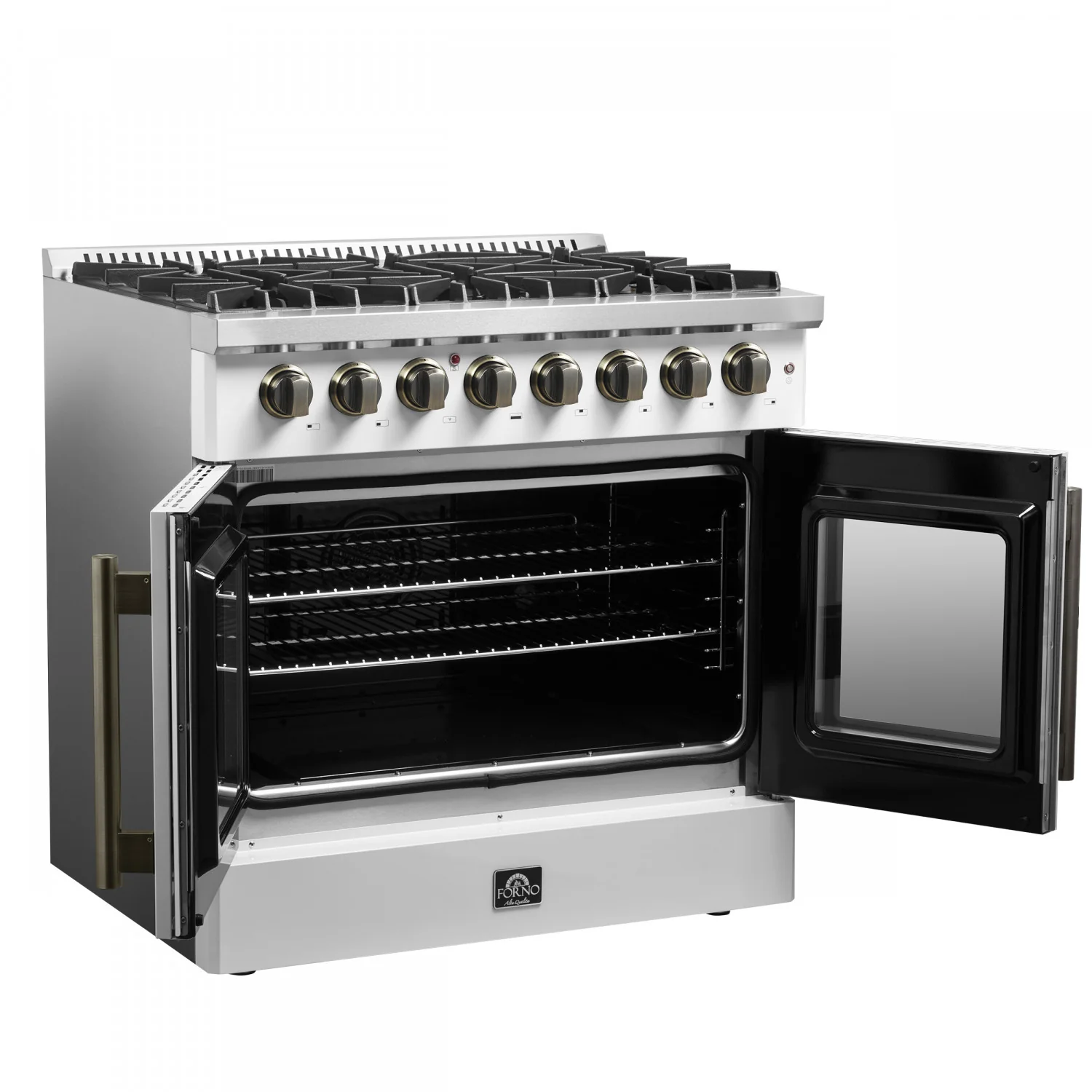 Forno Galiano 36" White French Door Dual Fuel Range with True Convection (5.36 Cu. Ft.) - FFSGS6356-36WHT - Image 13