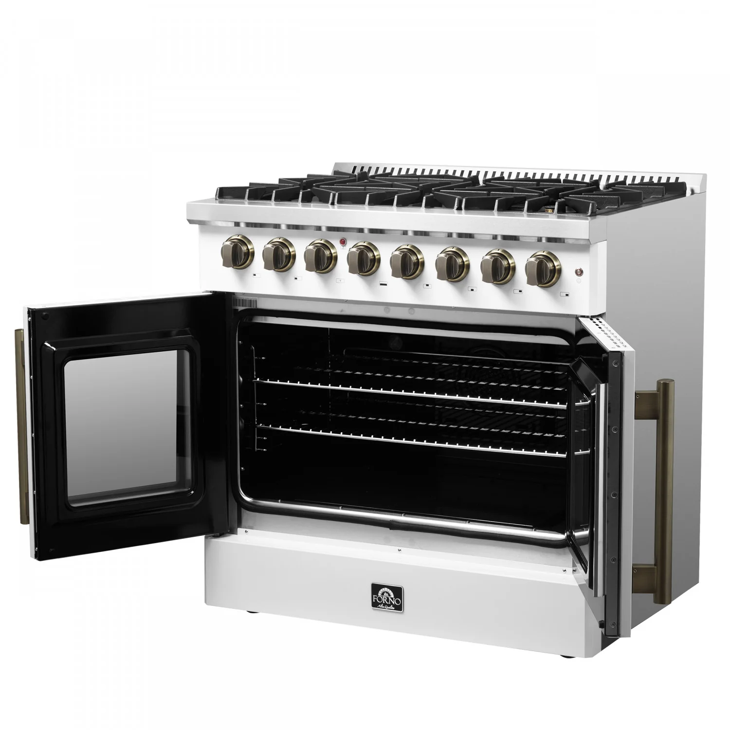 Forno Galiano 36" White French Door Dual Fuel Range with True Convection (5.36 Cu. Ft.) - FFSGS6356-36WHT - Image 7