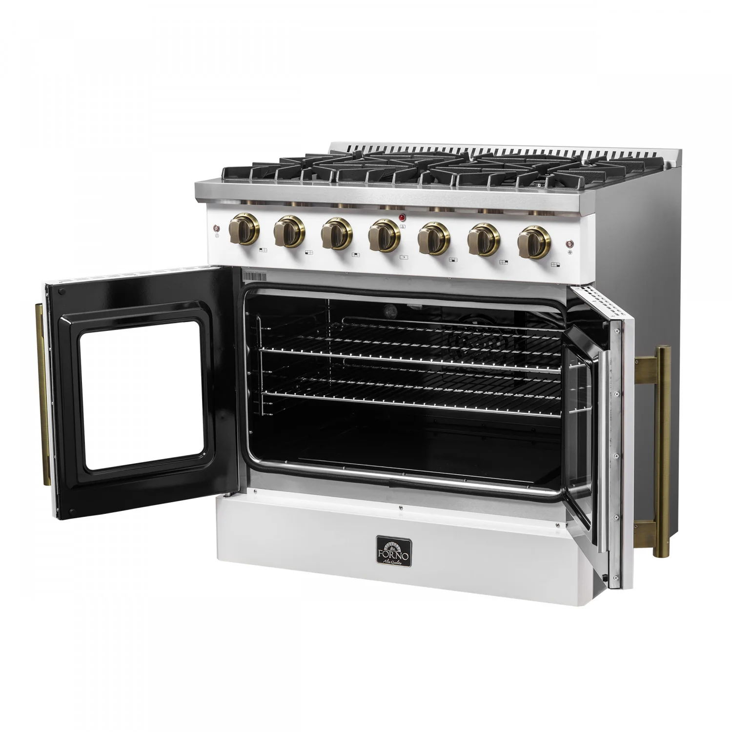 Forno Galiano 36" White French Door Freestanding Gas Range (5.36 Cu. Ft.) - FFSGS6444-36WHT - Image 13