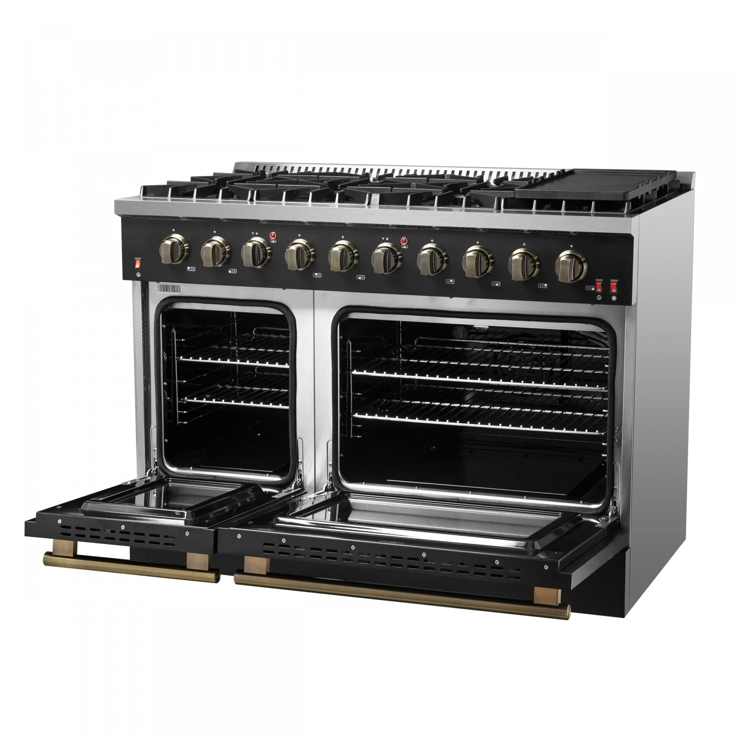 Forno Galiano 48" Black Freestanding Double Oven Gas Range (6.58 Cu. Ft.) - FFSGS6244-48BLK - Image 7