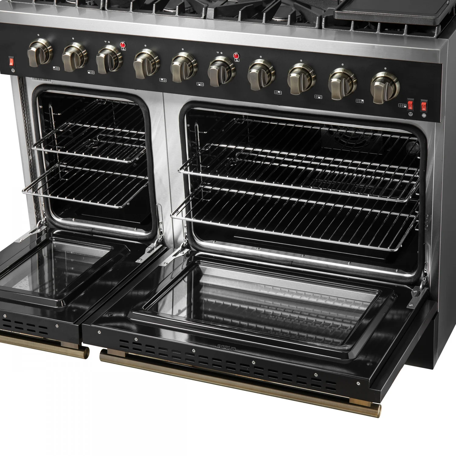 Forno Galiano 48" Black Freestanding Double Oven Gas Range (6.58 Cu. Ft.) - FFSGS6244-48BLK - Image 8