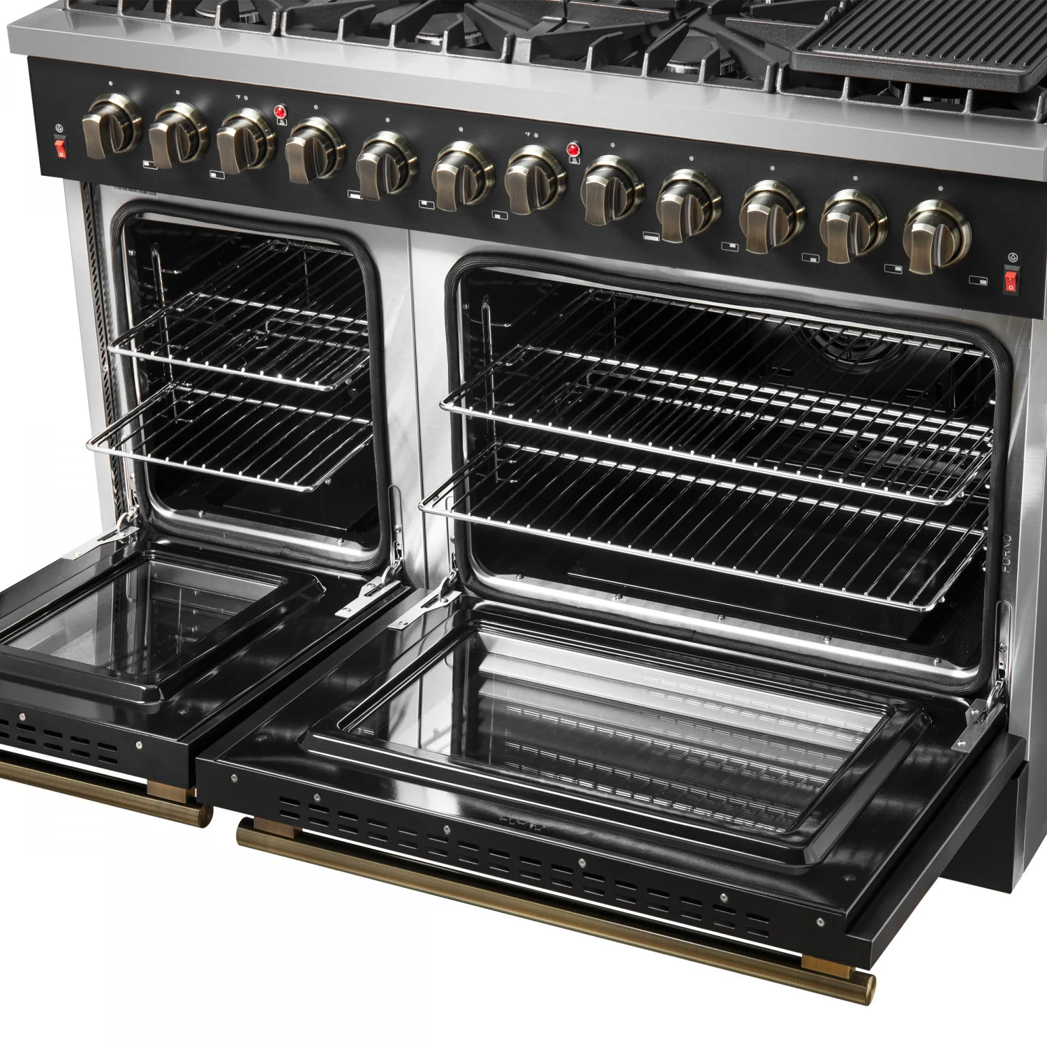 Forno Galiano 48" Black Freestanding Dual Fuel Double Oven Range with True Convection (6.58 Cu. Ft.) - FFSGS6156-48BLK - Image 11