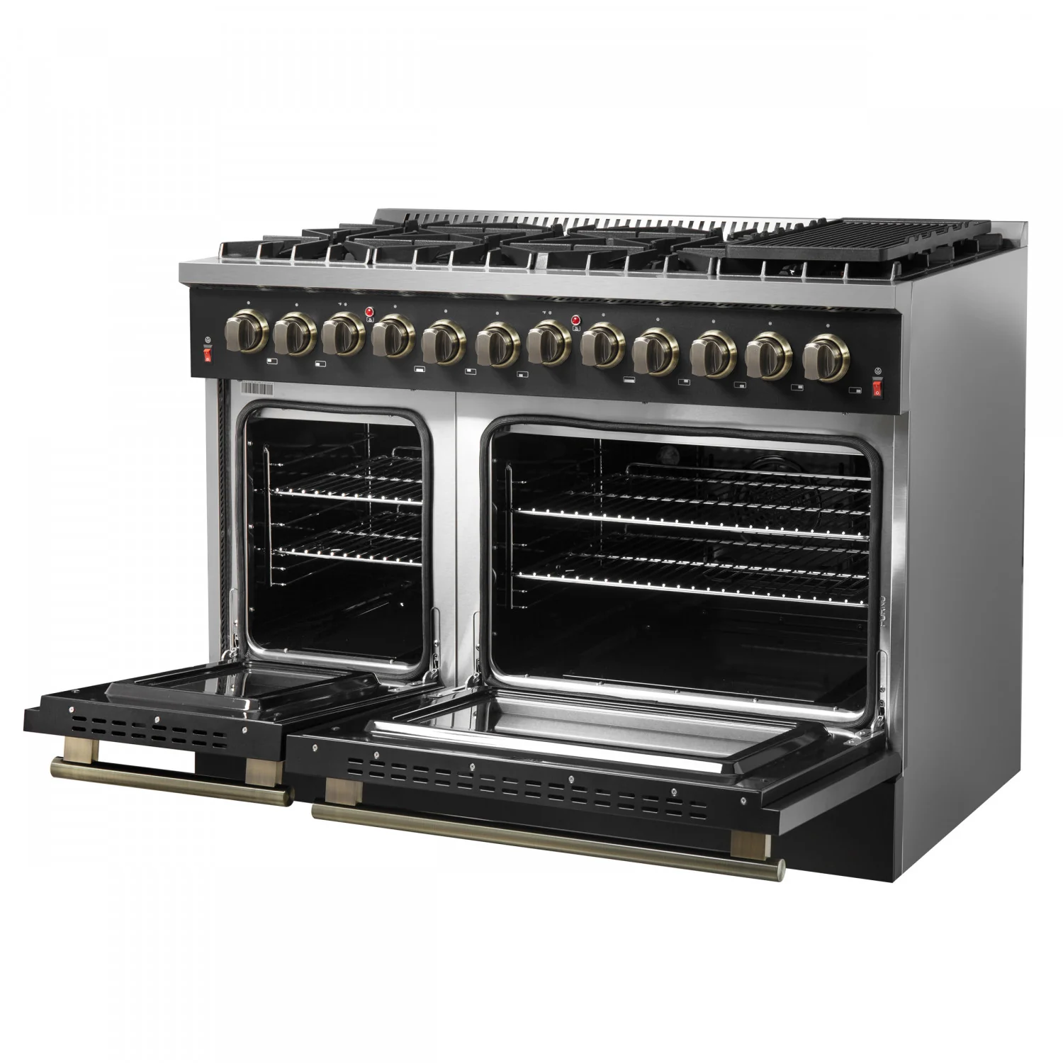 Forno Galiano 48" Black Freestanding Dual Fuel Double Oven Range with True Convection (6.58 Cu. Ft.) - FFSGS6156-48BLK - Image 15