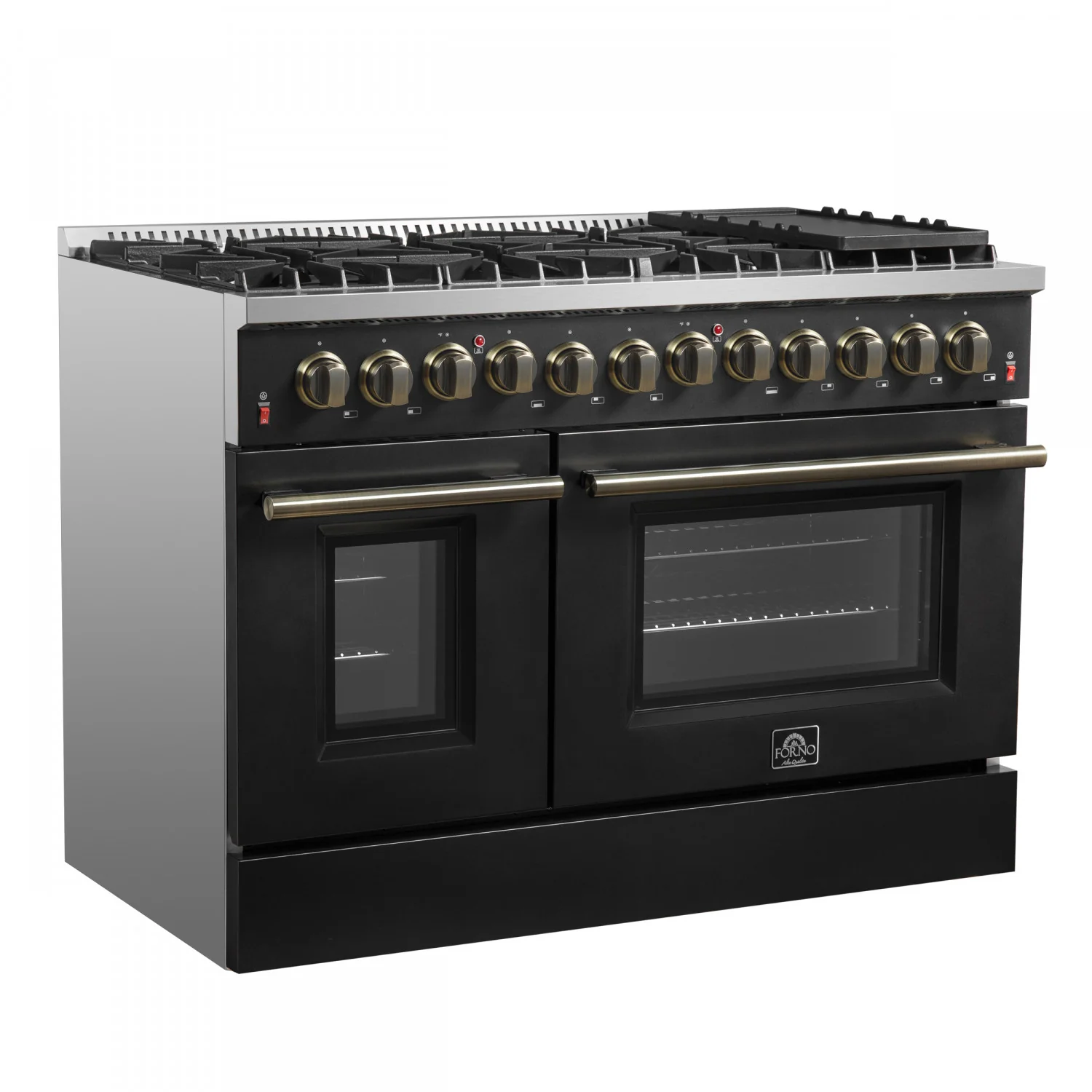 Forno Galiano 48" Black Freestanding Dual Fuel Double Oven Range with True Convection (6.58 Cu. Ft.) - FFSGS6156-48BLK - Image 5