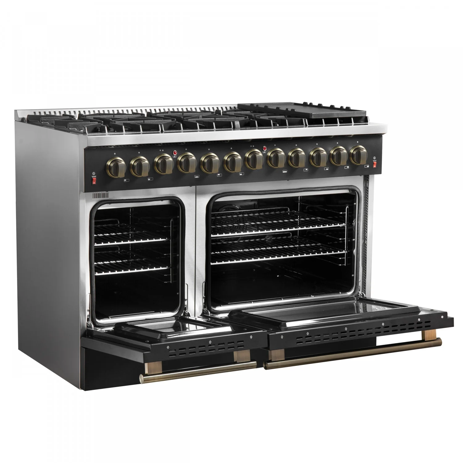 Forno Galiano 48" Black Freestanding Dual Fuel Double Oven Range with True Convection (6.58 Cu. Ft.) - FFSGS6156-48BLK - Image 8