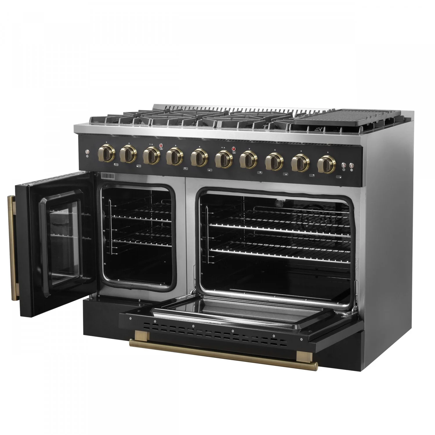 Forno Galiano 48" Black Freestanding Double Oven Gas Range (6.58 Cu. Ft.) - FFSGS6444-48BLK - Image 10