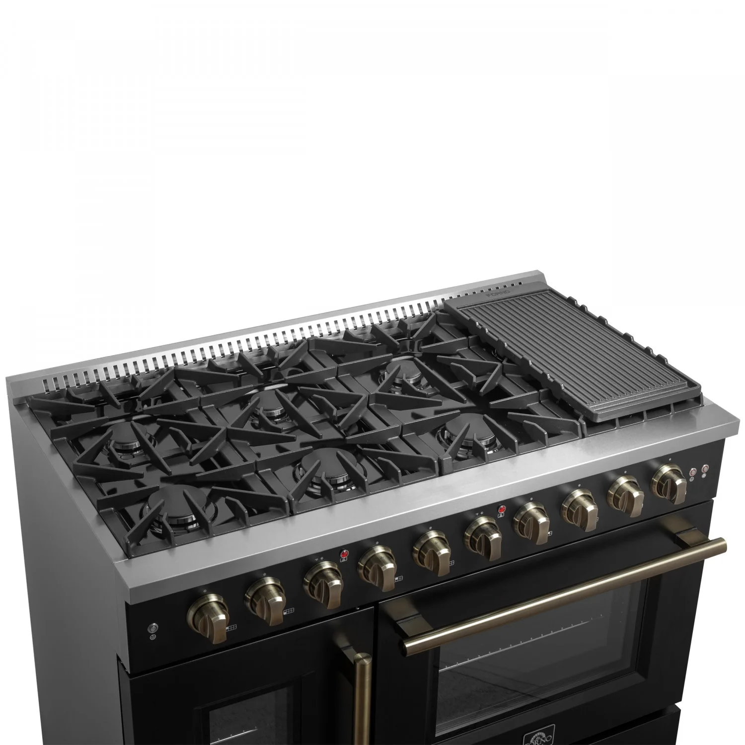 Forno Galiano 48" Black Freestanding Double Oven Gas Range (6.58 Cu. Ft.) - FFSGS6444-48BLK - Image 3