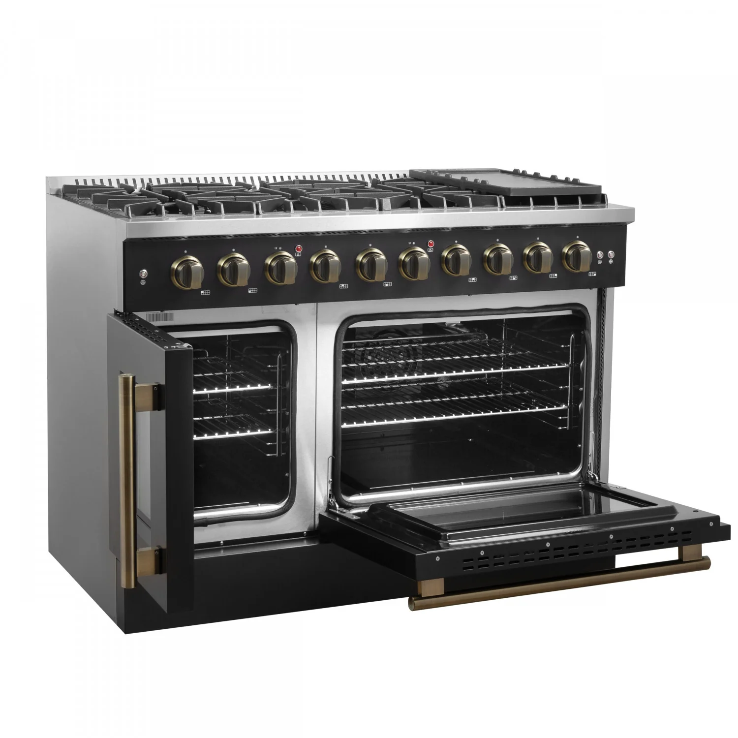 Forno Galiano 48" Black Freestanding Double Oven Gas Range (6.58 Cu. Ft.) - FFSGS6444-48BLK - Image 4