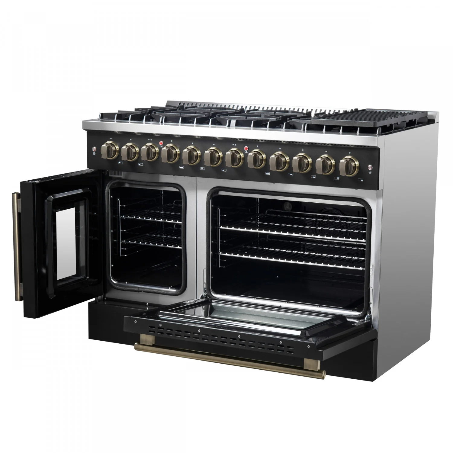 Forno Galiano 48" Black Freestanding Dual Fuel Double Oven Range with True Convection (6.58 Cu. Ft.) - FFSGS6356-48BLK - Image 10