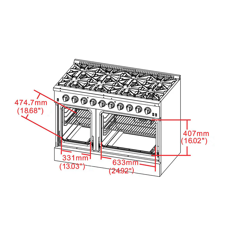 Forno Galiano 48" Stainless Steel Freestanding Double Oven Gas Range (6.58 Cu. Ft.) - FFSGS6244-48 - Image 12