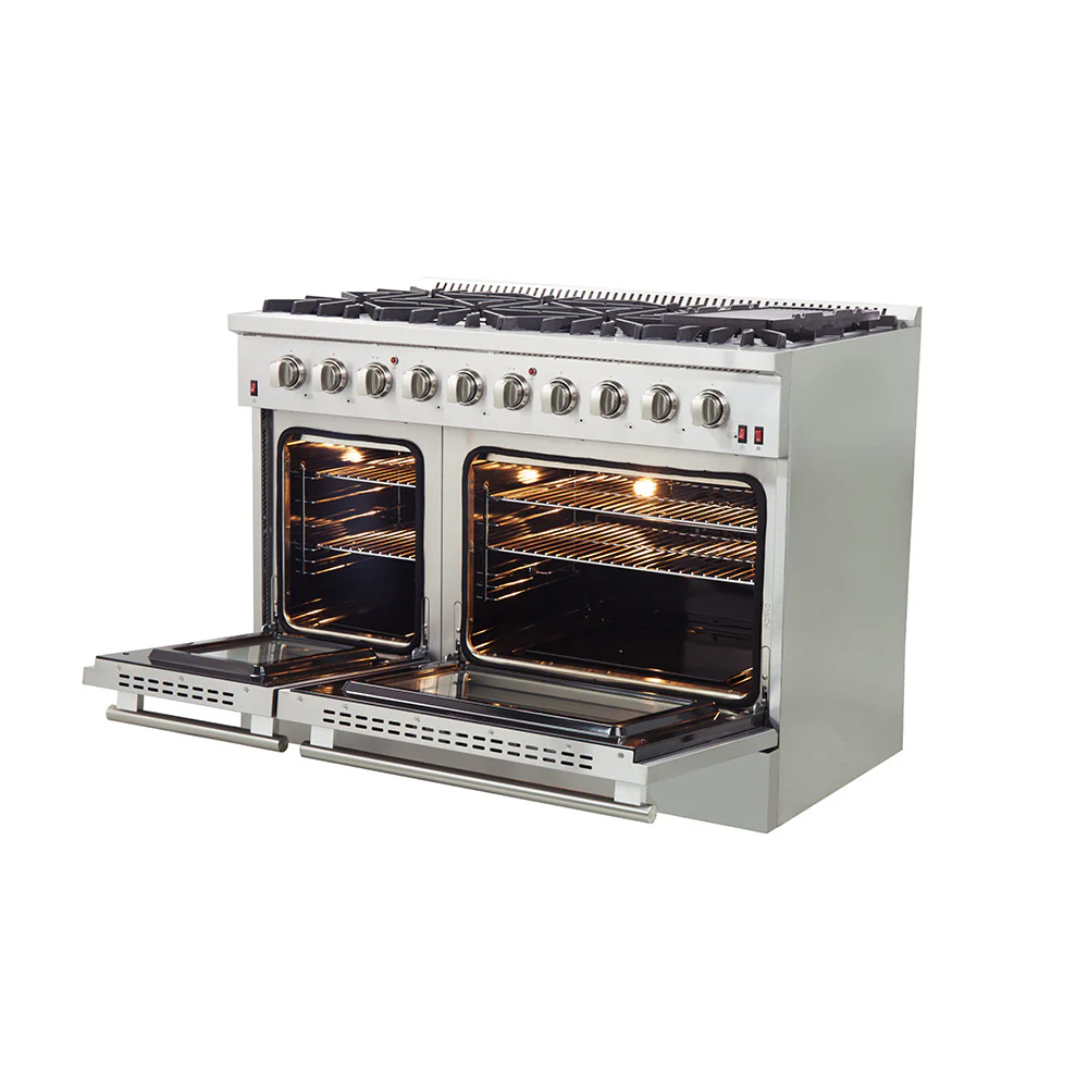 Forno Galiano 48" Stainless Steel Freestanding Double Oven Gas Range (6.58 Cu. Ft.) - FFSGS6244-48 - Image 3