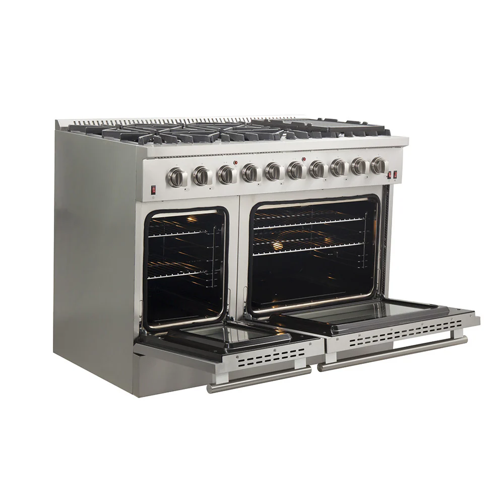 Forno Galiano 48" Stainless Steel Freestanding Double Oven Gas Range (6.58 Cu. Ft.) - FFSGS6244-48 - Image 4