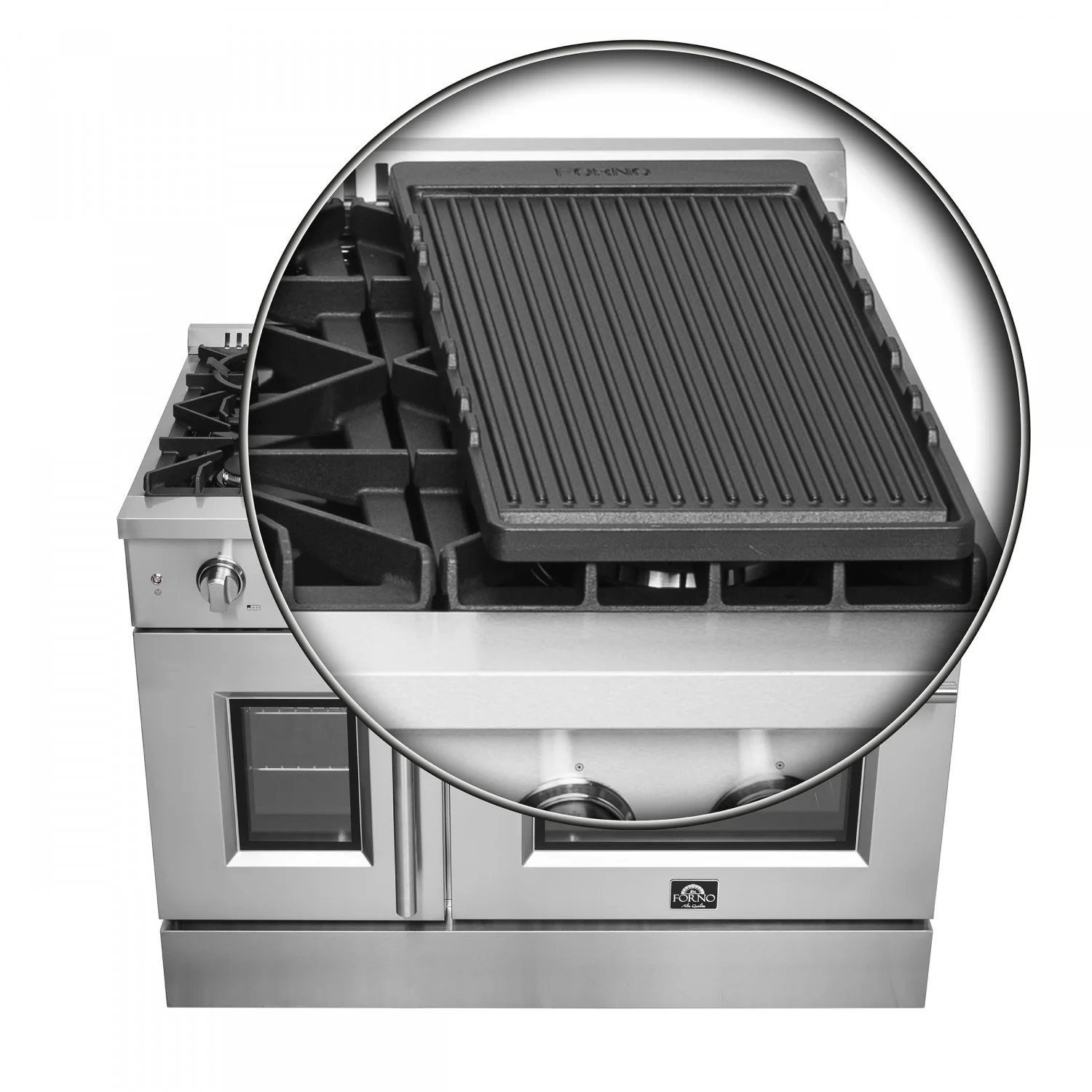 Forno Galiano 48" Stainless Steel Freestanding Double Oven Gas Range (6.58 Cu. Ft.) - FFSGS6444-48 - Image 15