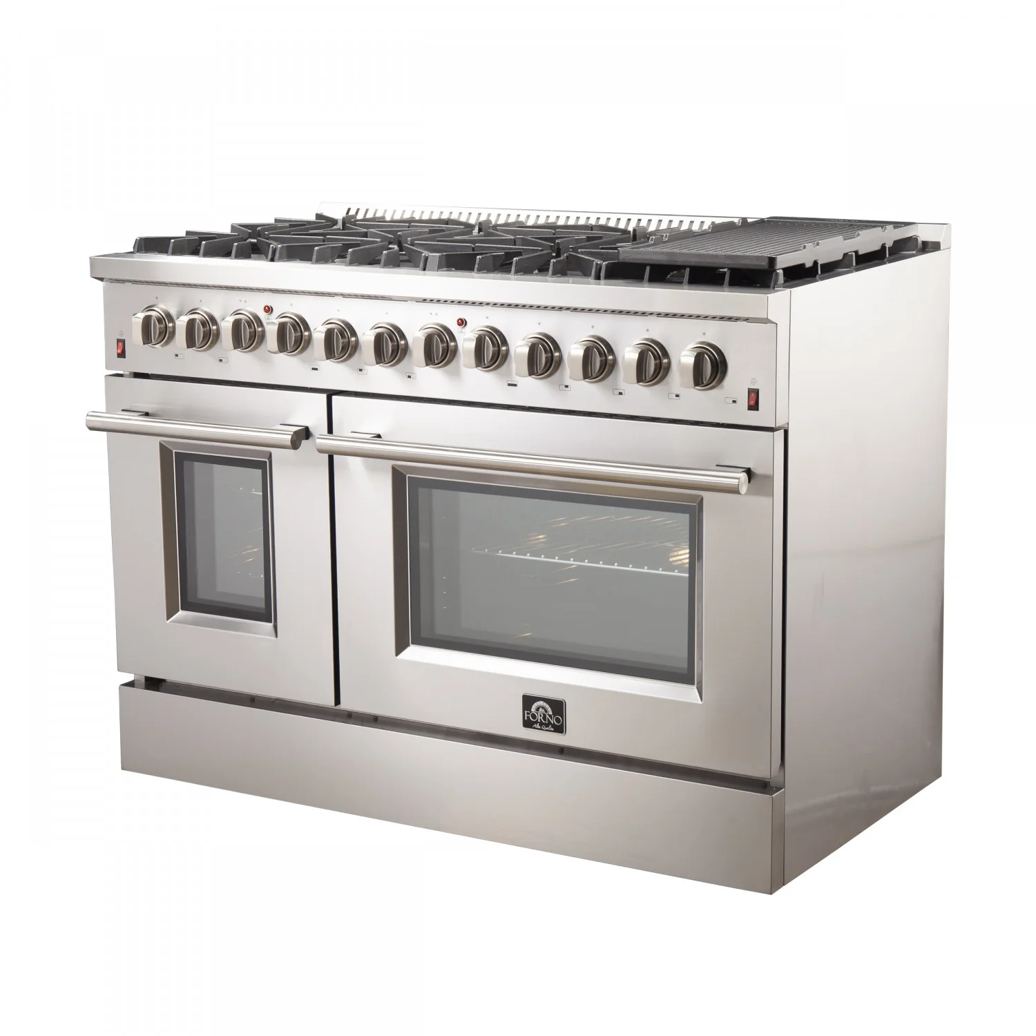 Forno Galiano 48" Stainless Steel Freestanding Dual Fuel Double Oven Range with True Convection (6.58 Cu. Ft.) - FFSGS6156-48 - Image 2