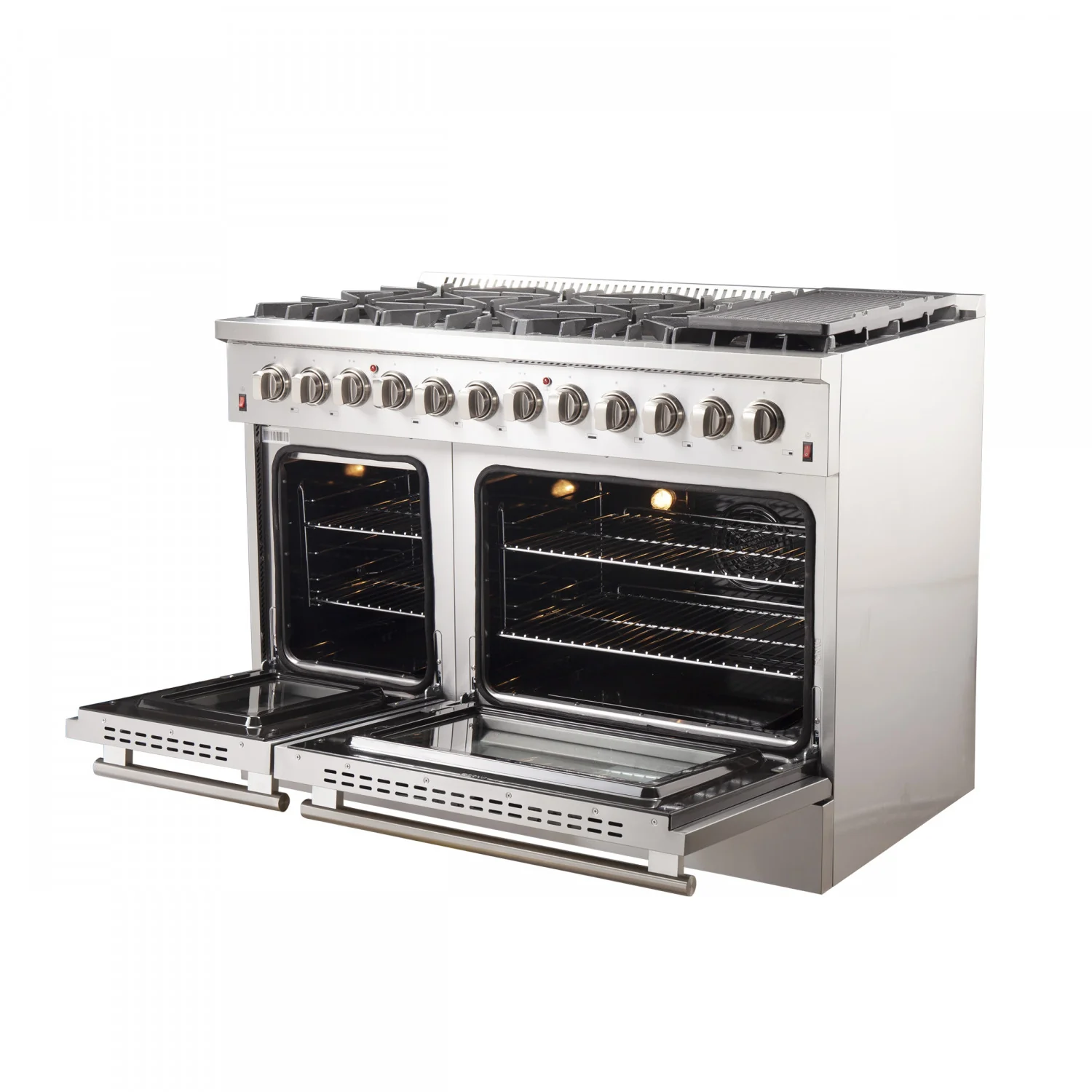 Forno Galiano 48" Stainless Steel Freestanding Dual Fuel Double Oven Range with True Convection (6.58 Cu. Ft.) - FFSGS6156-48 - Image 4