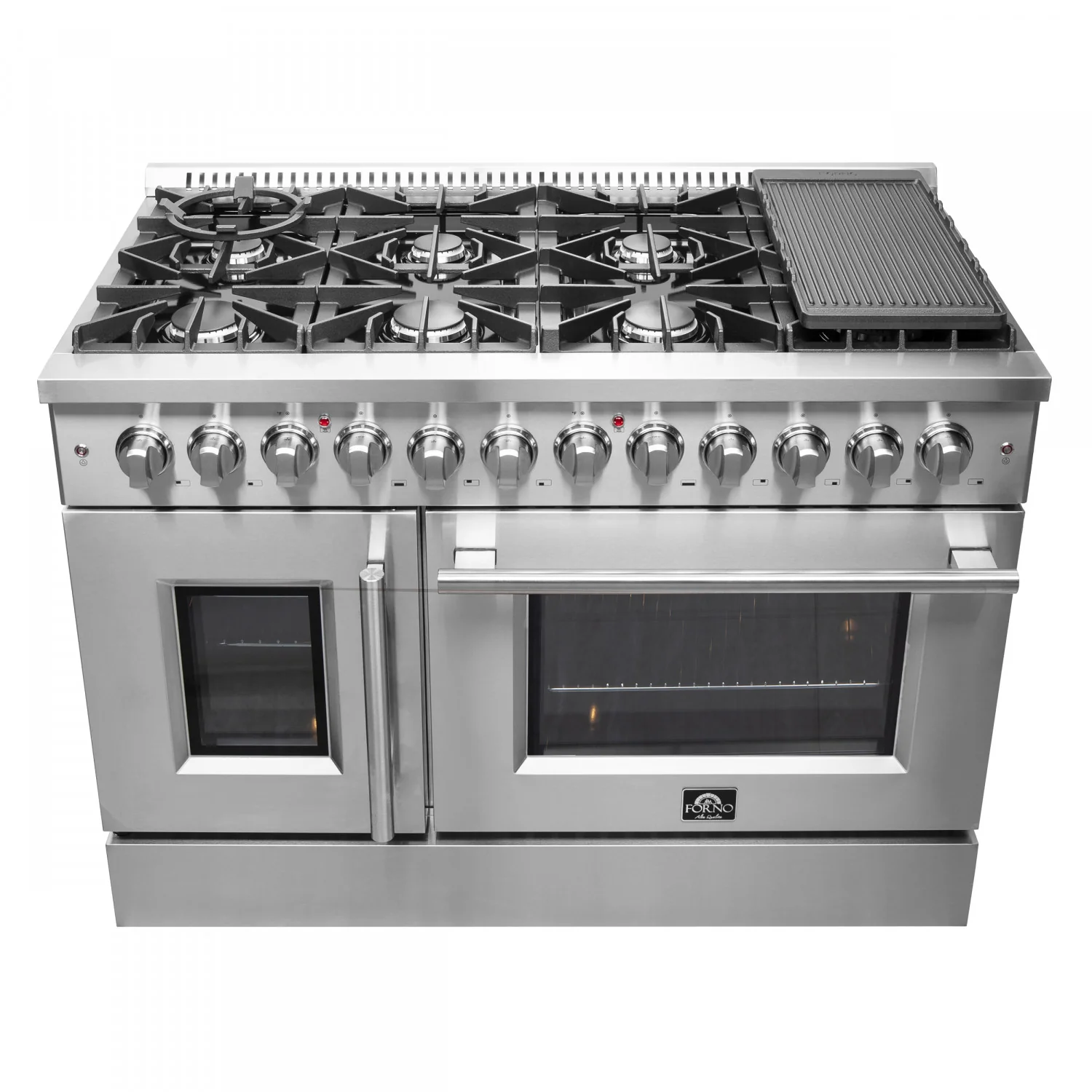 Forno Galiano 48" Stainless Steel Freestanding Dual Fuel Double Oven Range with True Convection (6.58 Cu. Ft.) - FFSGS6356-48 - Image 3