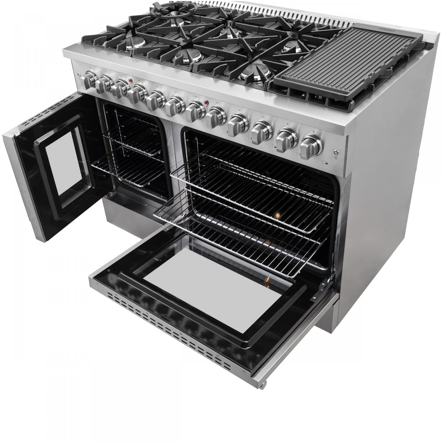Forno Galiano 48" Stainless Steel Freestanding Dual Fuel Double Oven Range with True Convection (6.58 Cu. Ft.) - FFSGS6356-48 - Image 5