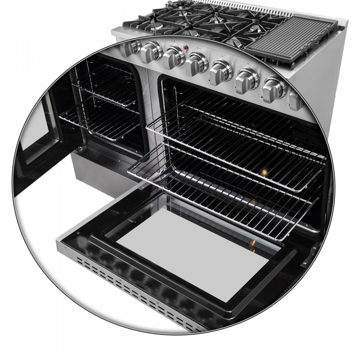Forno Galiano 48" Stainless Steel Freestanding Dual Fuel Double Oven Range with True Convection (6.58 Cu. Ft.) - FFSGS6356-48 - Image 8